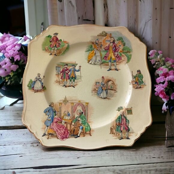 Royal Winton Grimades Lunch Plate Colonial Courting Couples Gainsborough England - Picture 16 of 16